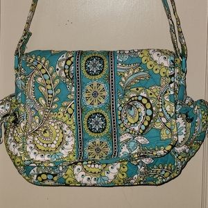 VB  Messenger Bag w/ matching Bifold Wallet - Peacock Pattern Retired